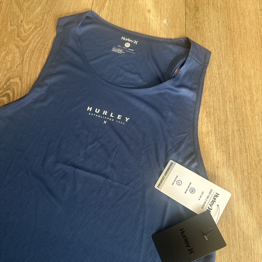 Hurley Men's Stray Texture Tank‎ Top Sleeveless Performance Blue Size Small NEW